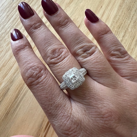 Moissanite Triple Halo Ring – 1.36 CT, VVS1 D Color – 925 Silver – Size 8 - Picture 1 of 9